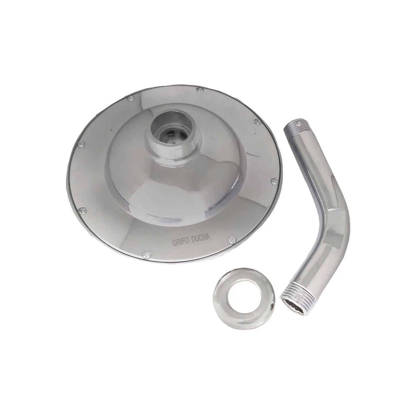 Regadera de ducha redonda cromada brillante GRIFO DUCHA con brazo y roseta para baño