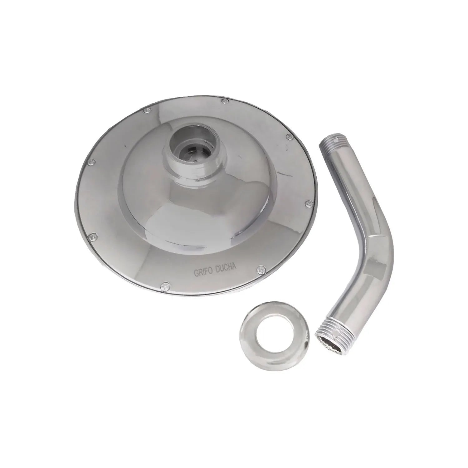 Regadera de ducha redonda cromada brillante GRIFO DUCHA con brazo y roseta para baño