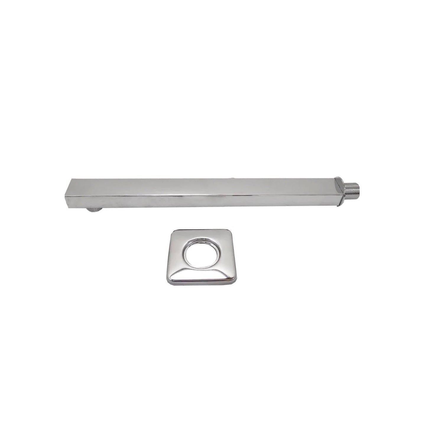 Brazo de regadera cuadrado cromado brillante para ducha, con chapetón de pared a juego, accesorio de baño.