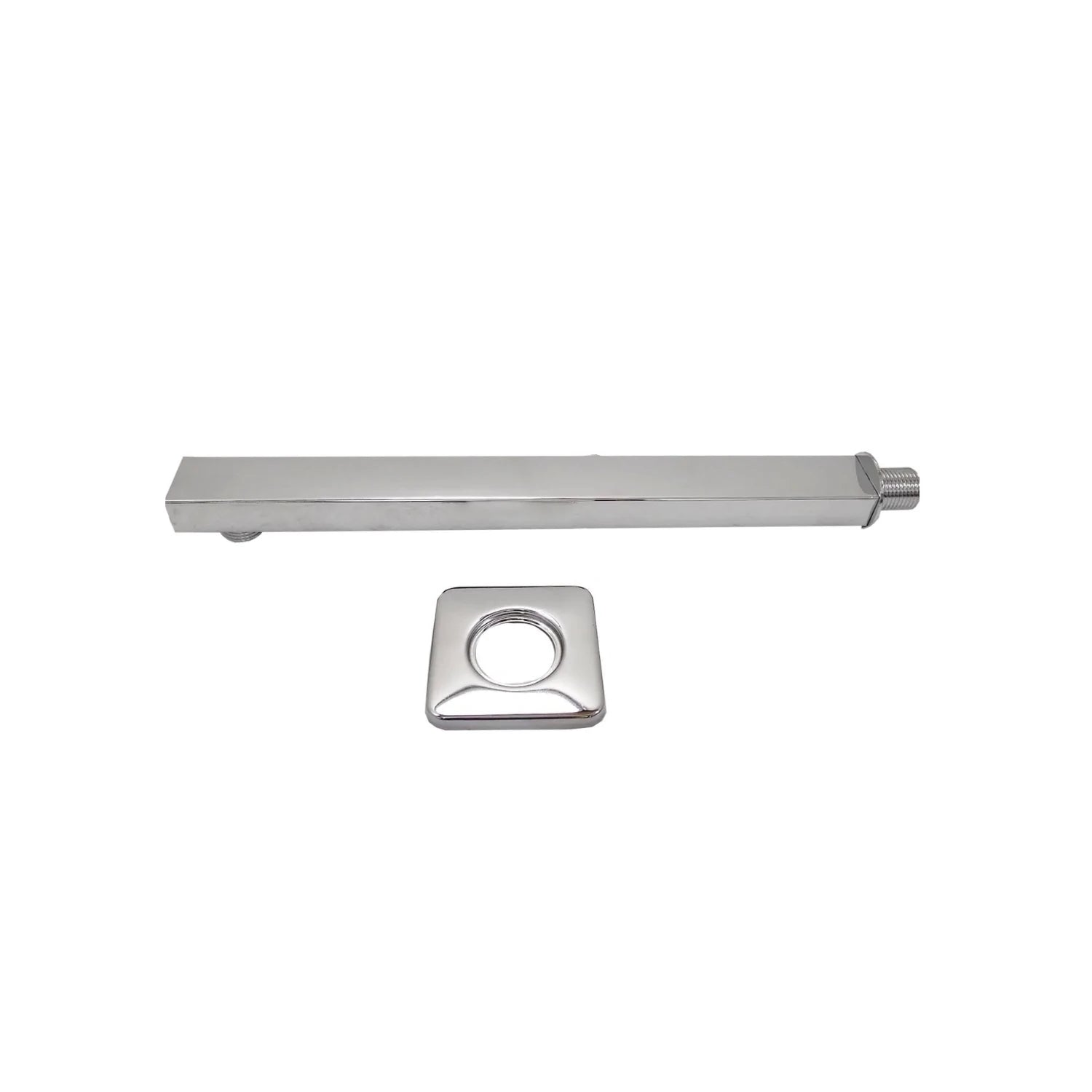 Brazo de regadera cuadrado cromado brillante para ducha, con chapetón de pared a juego, accesorio de baño.