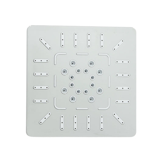 Regadera de ducha cuadrada 4 pulgadas ABS gris con múltiples chorros de agua para un baño moderno y eficiente.