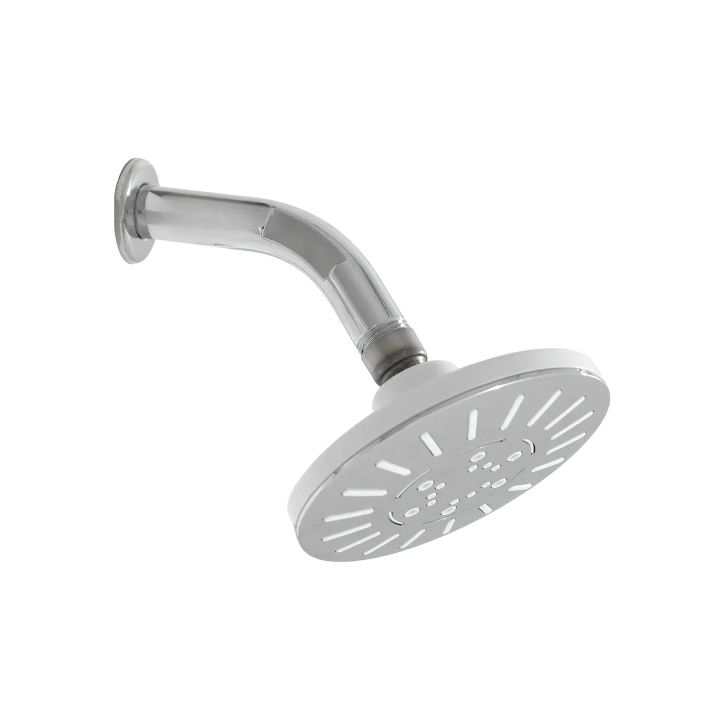Regadera circular con brazo de pared acabado cromado brillante y boquillas antical para baño