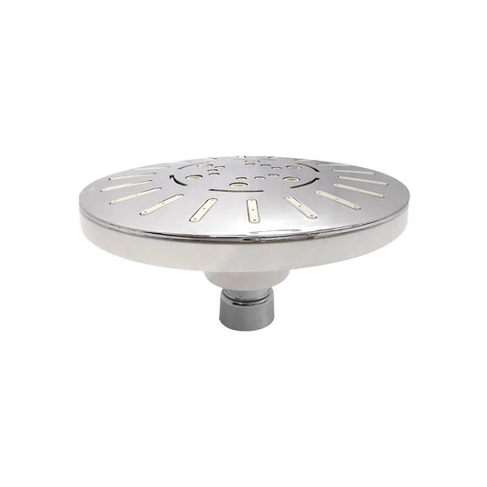 Regadera de ducha redonda cromada 4 pulgadas con acabados blancos en ABS, moderna