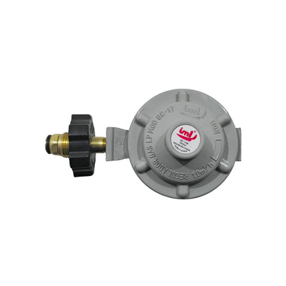 Regulador de gas LP IML QC-17M gris con maneral negro, punta de bronce y rosca, flujo 1.0m³/h para tanques.
