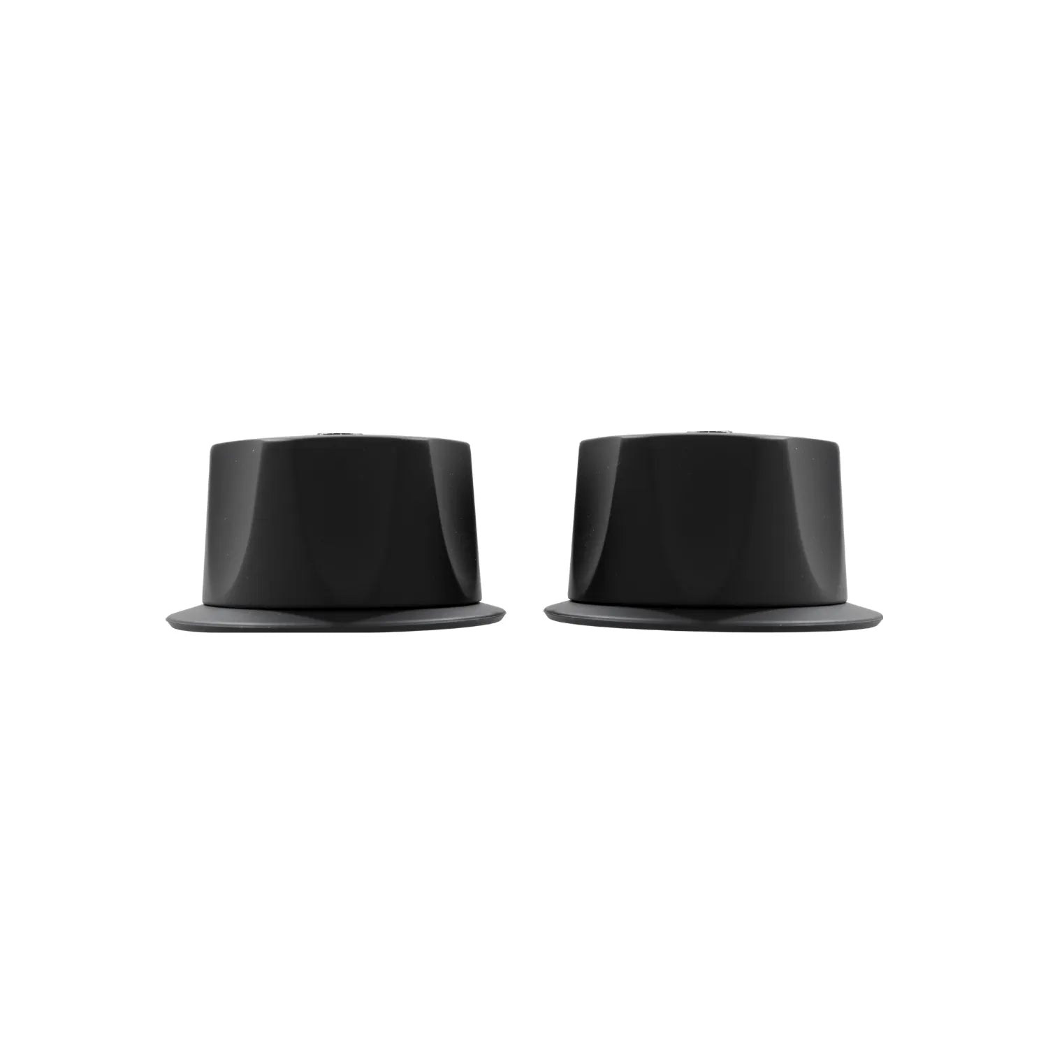 Juego de manerales para grifería negro mate con diseño facetado y base circular para llaves de baño