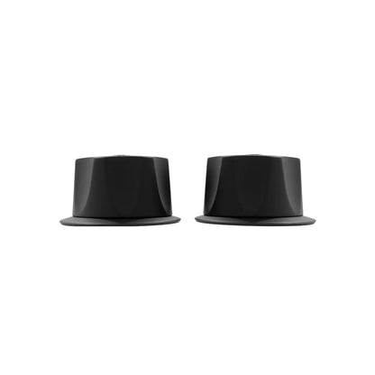 Juego de manerales para grifería negro mate con diseño facetado y base circular para llaves de baño