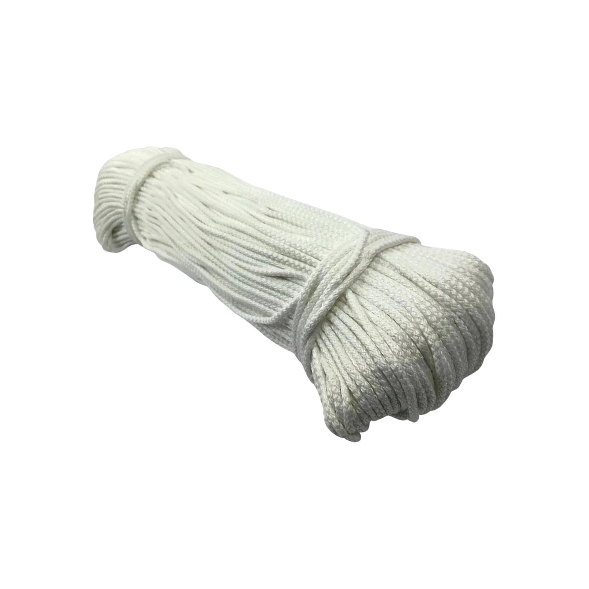Piola blanca fina enrollada para uso general, resistente y duradera, ideal para trabajos de ferretería y hogar.