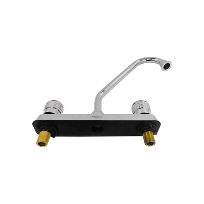 Mezcladora FIDIC para fregadero de cocina, cromo, dos manijas con indicadores, estilo industrial 8 pulgadas