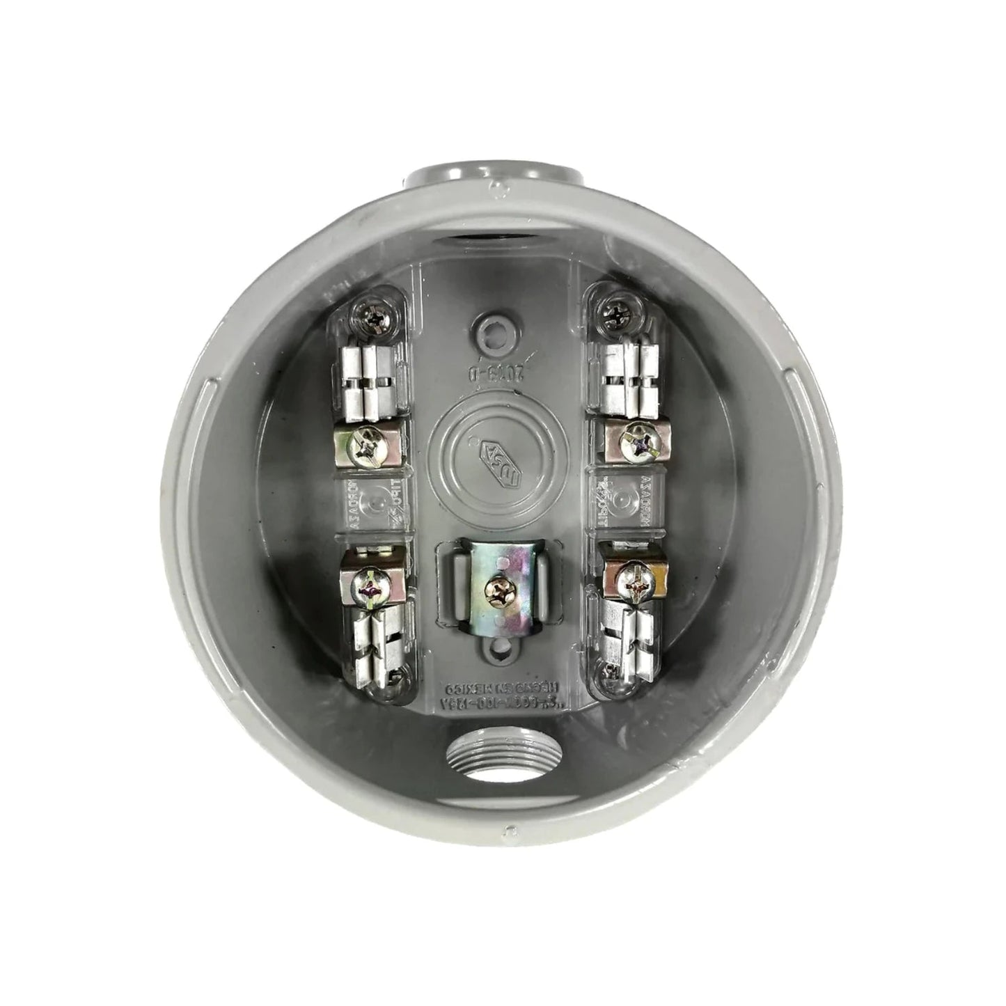 Base para medidor eléctrico Iusa redonda, gris, con terminales y tornillos para conexiones