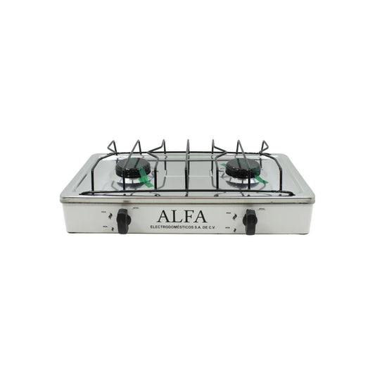 Estufa 2 quemadores cubierta acero inoxidable Alfa 304