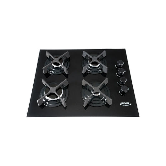 Estufa 4 quemadores empotrable cristal templado Rivelmex 4RIV-VDP