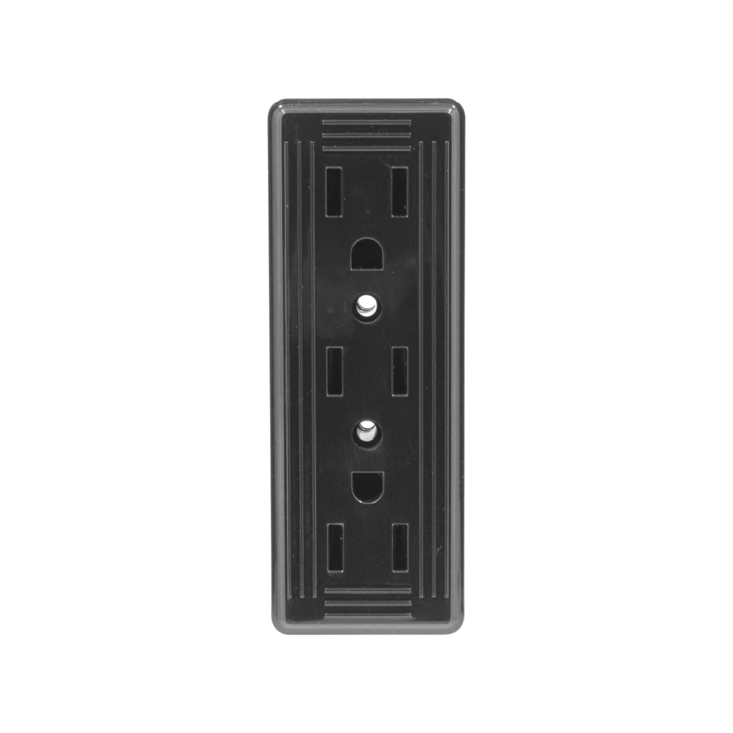 Contacto eléctrico triple negro con 3 tomas de corriente para instalación de pared o superficie