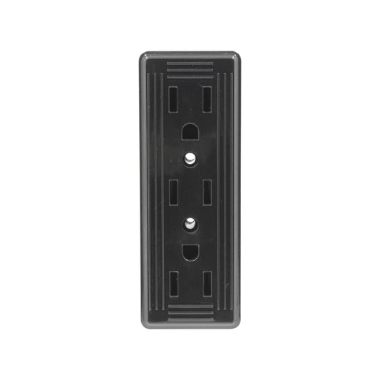 Contacto eléctrico triple negro con 3 tomas de corriente para instalación de pared o superficie