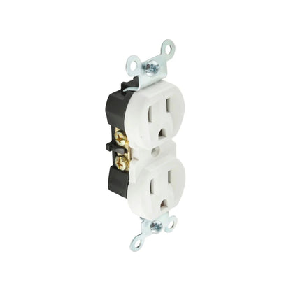 Contacto dúplex blanco 15A 125V para instalaciones eléctricas residenciales