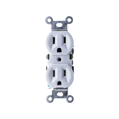 Contacto dúplex eléctrico blanco 15A 125V con conexión a tierra para instalaciones