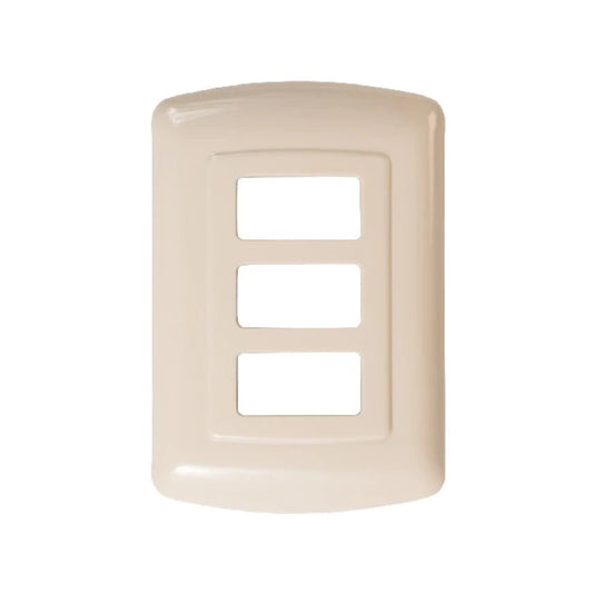 Placa 3 ventanas Yeilite Venecia marfil para módulos eléctricos