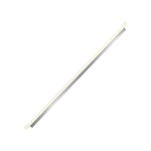 Guardapolvo para puerta con perfil de aluminio y tira flexible blanca, ideal para sellado inferior contra polvo y corrientes.