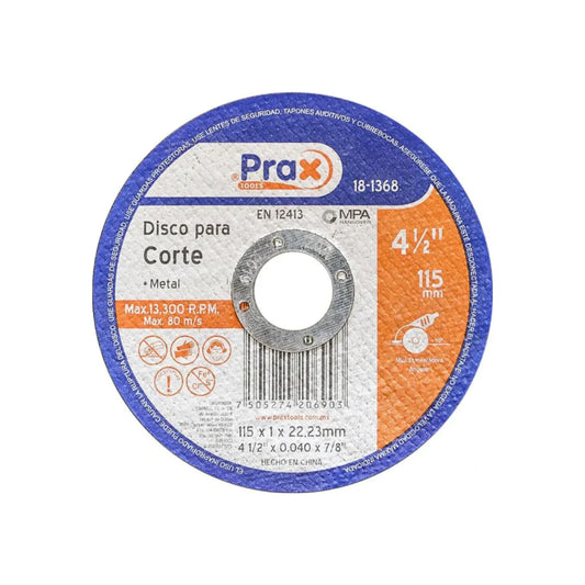 Disco 4 1/2" corte metal Prax Tools 181368