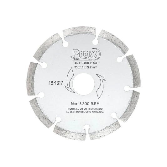 Disco 4 1/2" segmentado Prax Tools 181317 diamantado