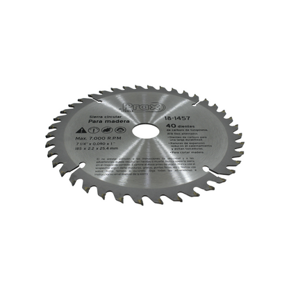 Disco sierra circular 7 1/4" de 40 dientes para madera Prax 18-1457