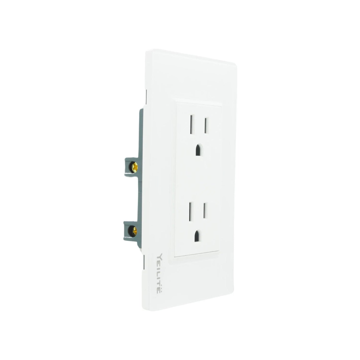 Placa tomacorriente doble Yeilite blanco, contacto eléctrico moderno de pared con dos receptáculos.