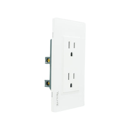Placa tomacorriente doble Yeilite blanco, contacto eléctrico moderno de pared con dos receptáculos.