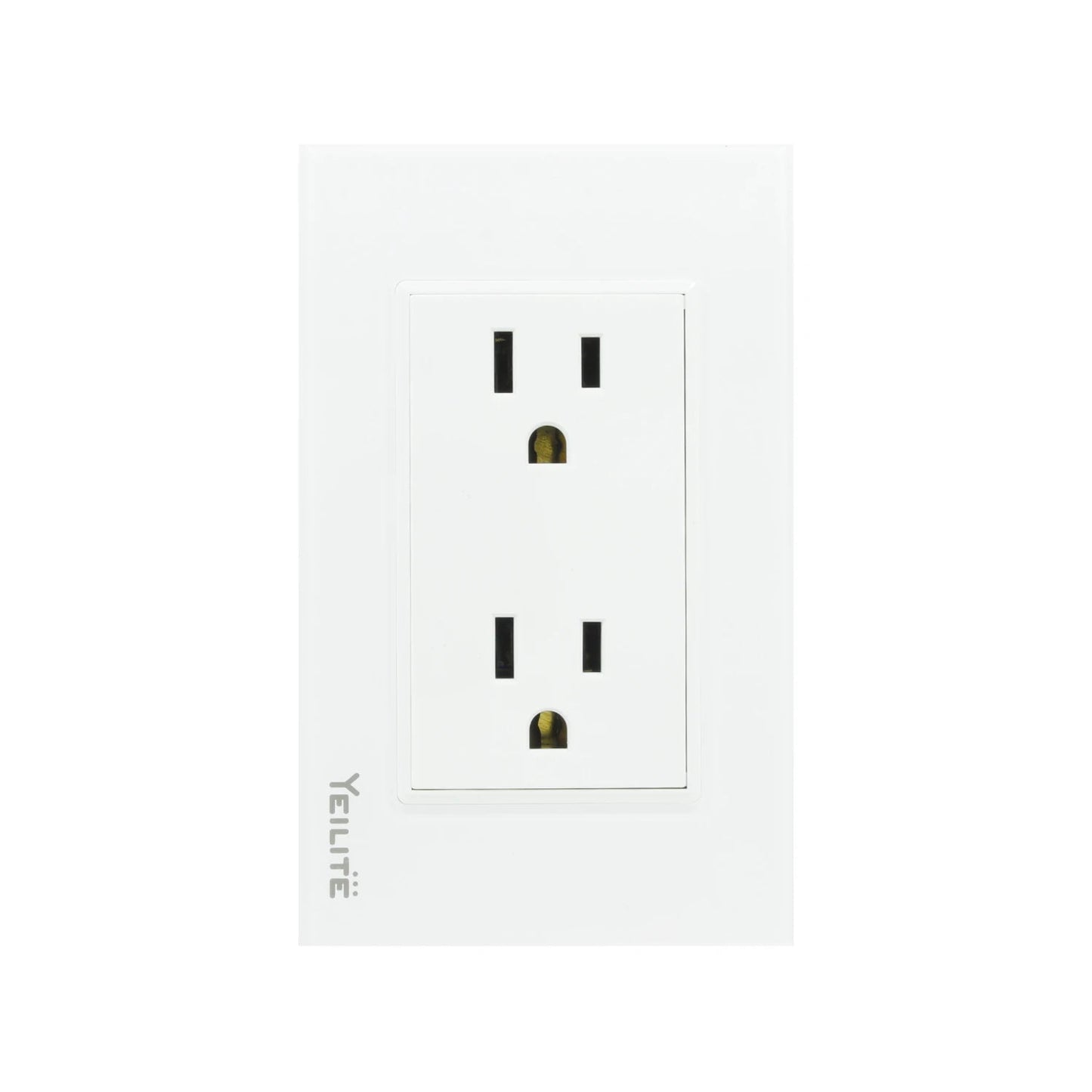 Placa eléctrica doble Yeilite de 2 contactos, blanca con acabado cristal