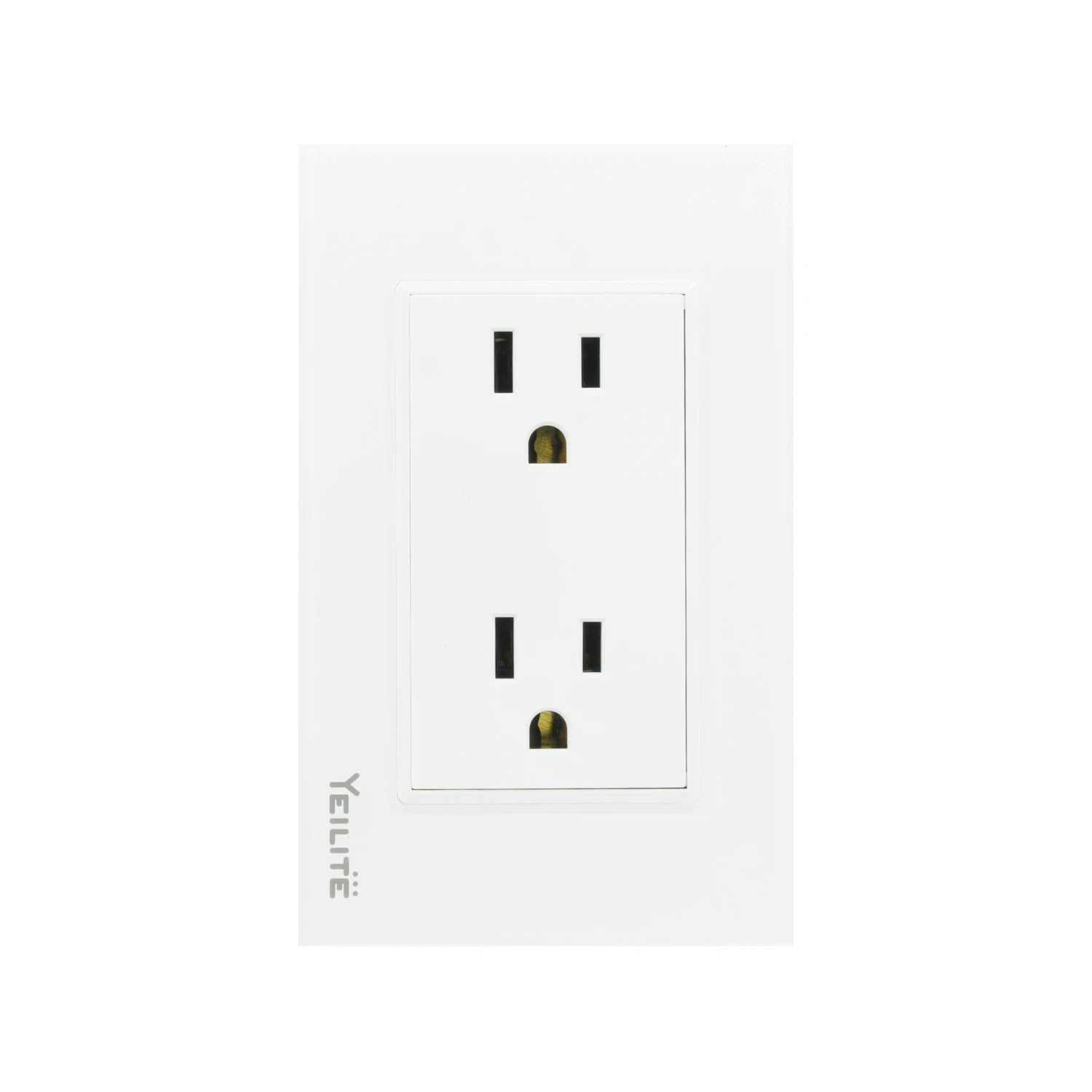 Placa eléctrica doble Yeilite de 2 contactos, blanca con acabado cristal