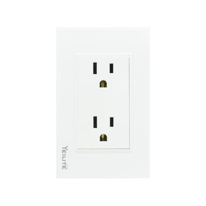 Placa eléctrica doble Yeilite de 2 contactos, blanca con acabado cristal
