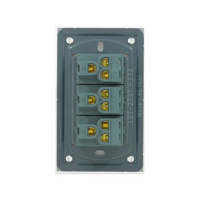 Placa eléctrica triple de pared, 3 tomacorrientes 15A 127V-250V gris/blanco, modelo 92-1537
