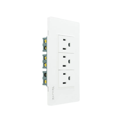Placa de 3 contactos Yeilite blanca para toma de corriente, instalación eléctrica de pared.