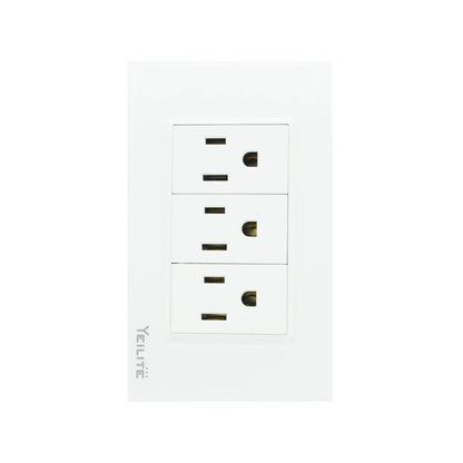 Tomacorriente triple Yeilite blanco, placa de pared eléctrica con 3 enchufes polarizados