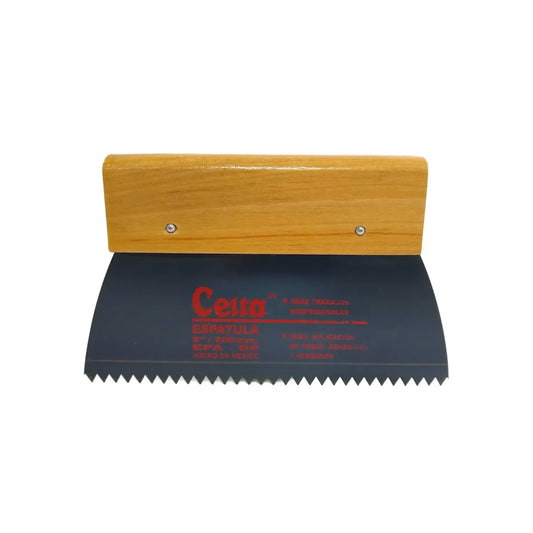 Espátula dentada Celta 8 pulgadas 200mm con mango de madera para aplicación de adhesivos y yeso