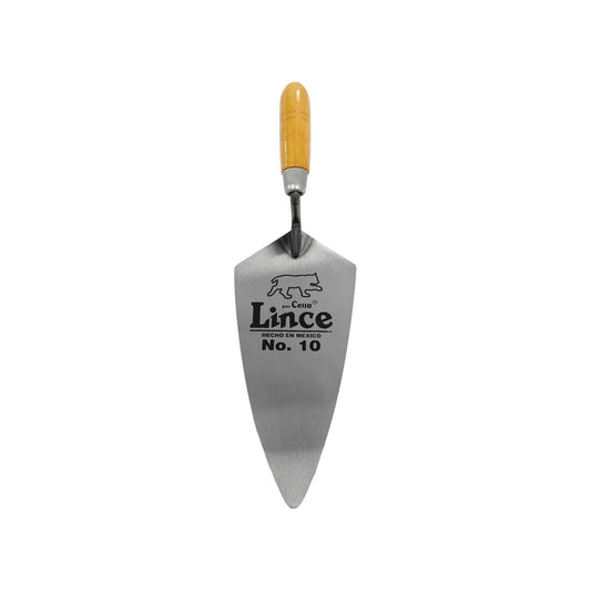 Cuchara de albañil Lince No. 10 con hoja de acero y mango de madera para trabajos de construcción y mampostería