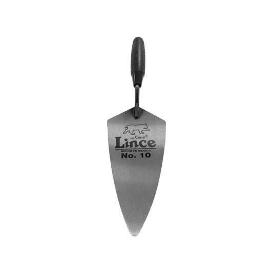 Cuchara de albañil Lince No. 10, hoja de acero y mango de plástico negro