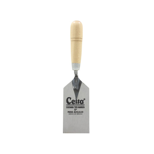 Cuchara tipo margen Celta 5 pulgadas para azulejo con mango de madera para acabados de construcción