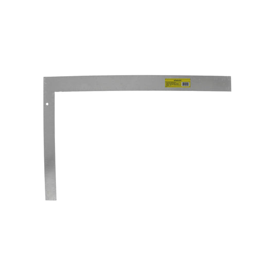 Escuadra de carpintero Stanley metálica con escalas de medición grabadas para trabajos de construcción y madera.