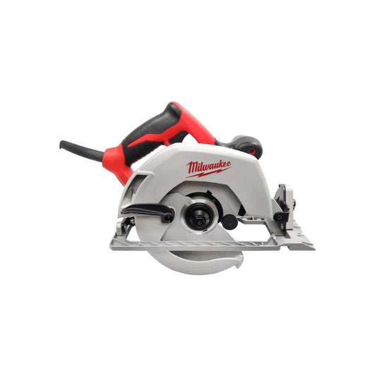 Sierra circular Milwaukee gris y roja, hoja de 7 1/4", empuñadura ergonómica para cortes de madera.