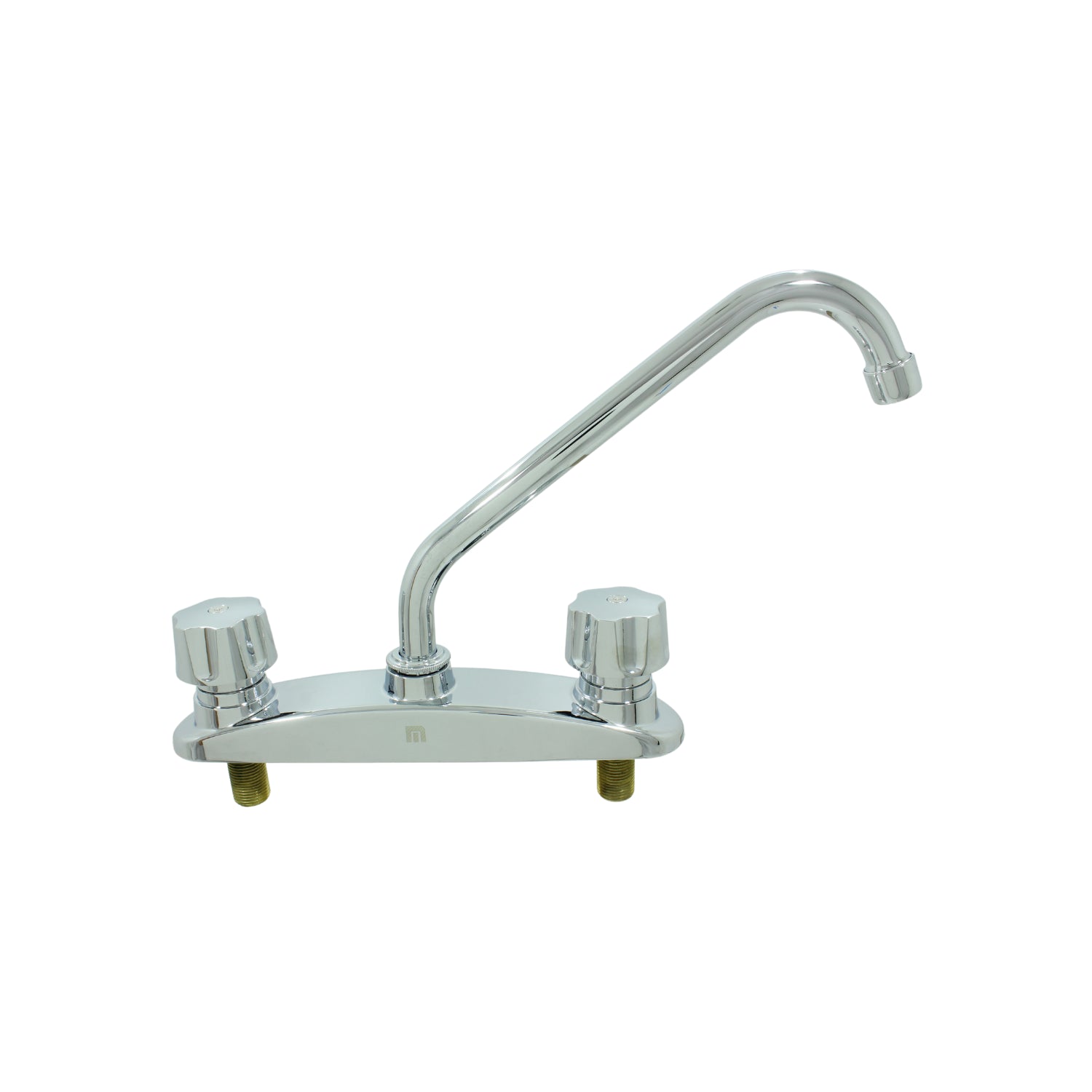 Mezcladora para fregadero cromada, dos manijas, cuello de ganso, ideal cocina