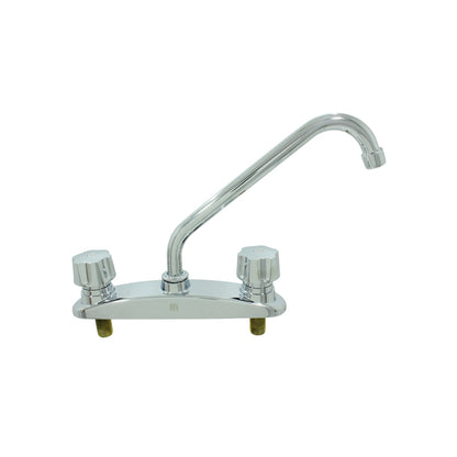 Mezcladora para fregadero cromada, dos manijas, cuello de ganso, ideal cocina