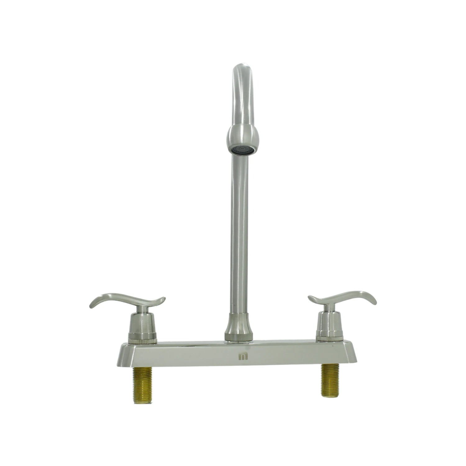Mezcladora de cocina doble manija para fregadero, acabado cepillado en níquel satinado o acero inoxidable.