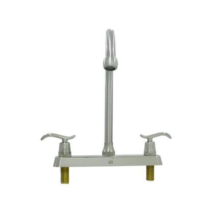 Mezcladora de cocina doble manija para fregadero, acabado cepillado en níquel satinado o acero inoxidable.