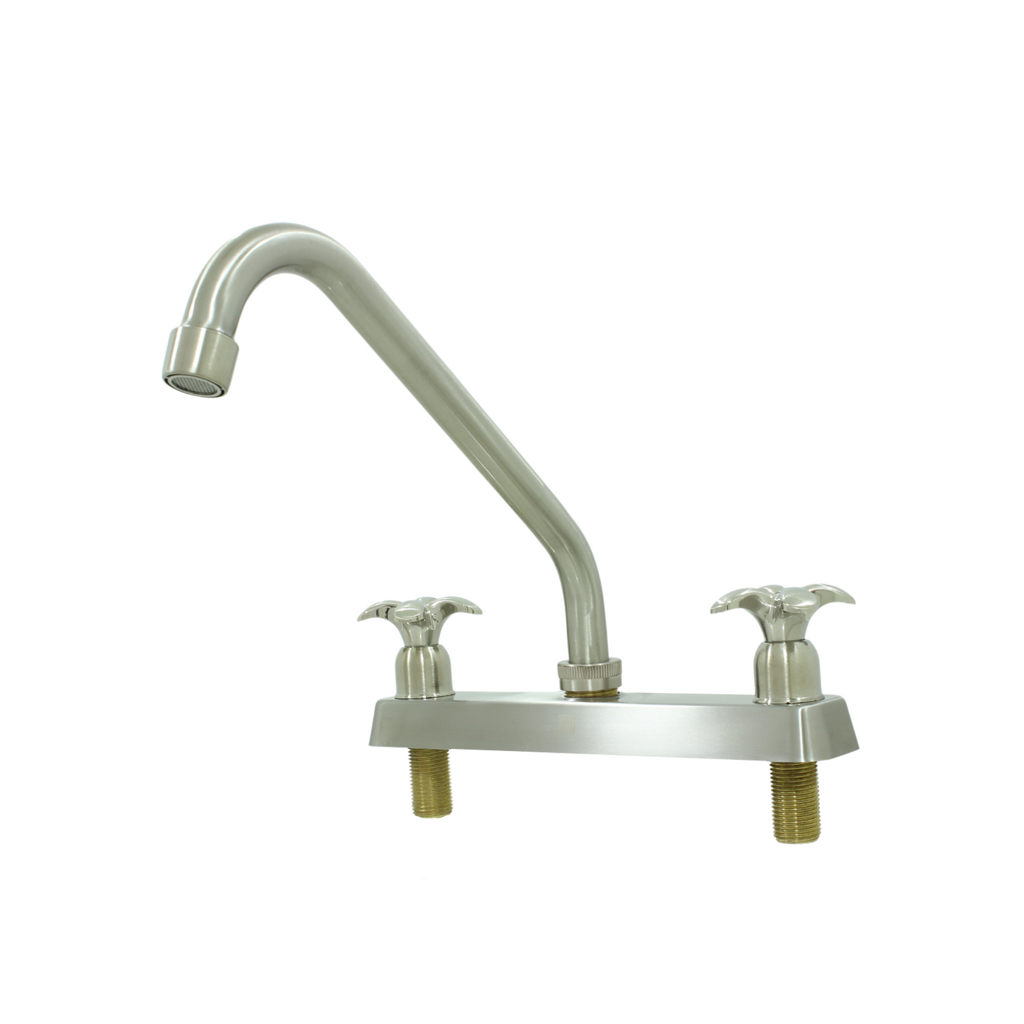 Mezcladora para fregadero de cocina, doble maneral alta, acabado níquel cepillado