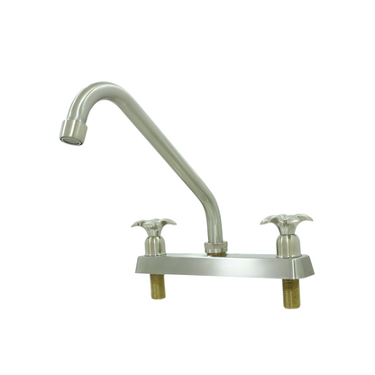 Mezcladora para fregadero de cocina, doble maneral alta, acabado níquel cepillado