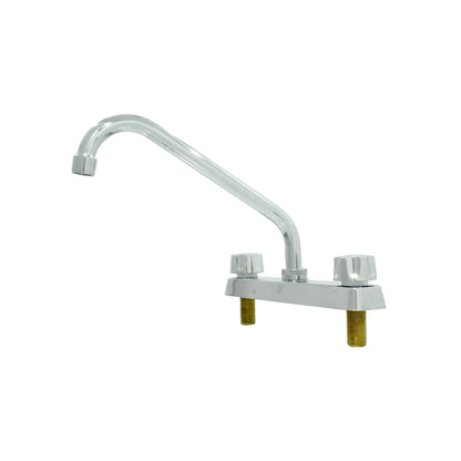 Mezcladora cromada para fregadero de cocina con caño alto curvado y dos manijas