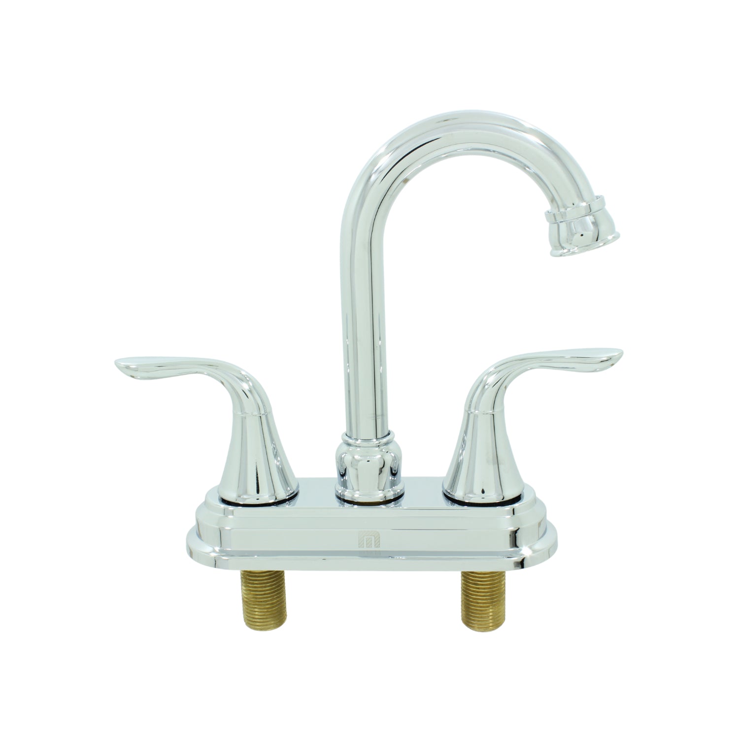 Grifo mezclador cromado para lavabo con doble manija tipo palanca y caño alto