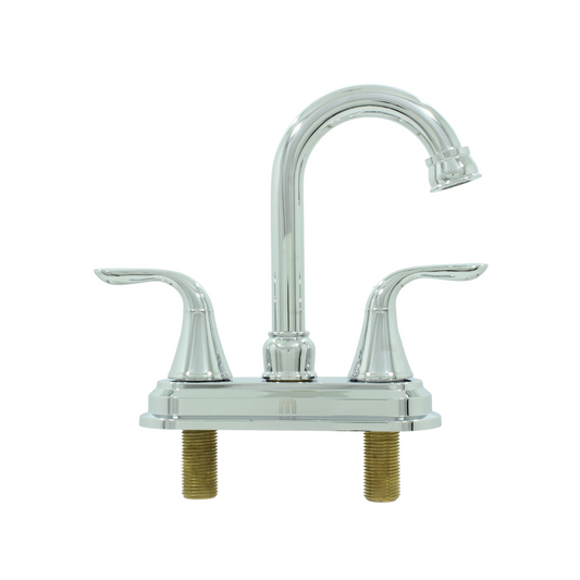 Mezcladora de lavabo con dos manijas de palanca, acabado cromo brillante, para instalación en 4 pulgadas.