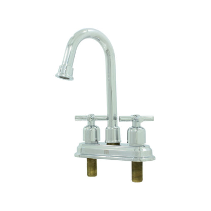 Mezcladora de lavabo cromada con dos manijas de cruz y cuello de ganso