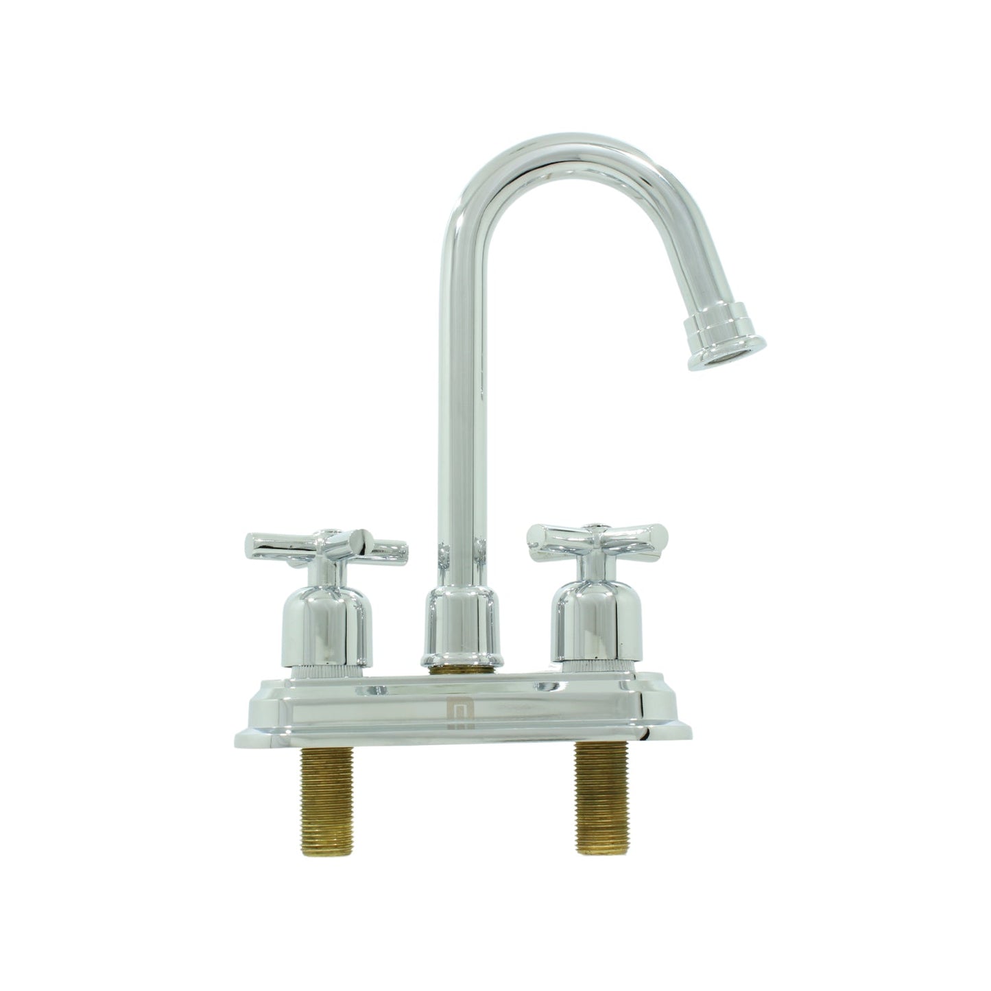 Mezcladora de lavabo cromada con manerales de cruceta, estilo clásico, para 3 orificios