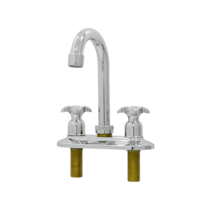 Mezcladora de lavabo cromada con pico de cuello de ganso y dos manijas tipo cruz
